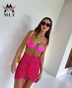 Custom Fashion Style Bikini Halter&Lace up Beachwear Shiny Fabric Swimwear