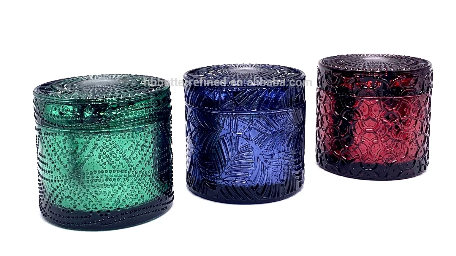 Retail Custom Navy Matte Geo Cut Candle Crystal Glass Jar 6oz Wax Cup