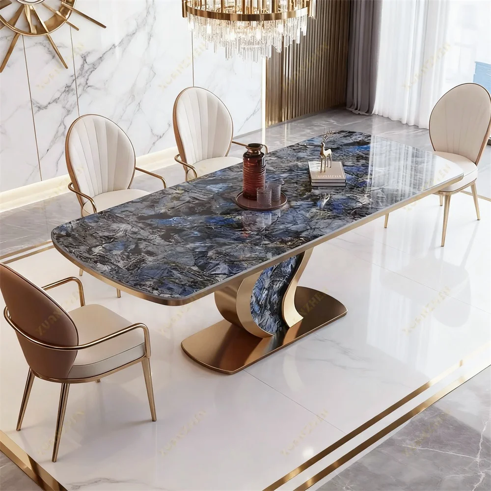 Xuanzhen Dining Room Furniture Luxury Blue Stone Modern Dining