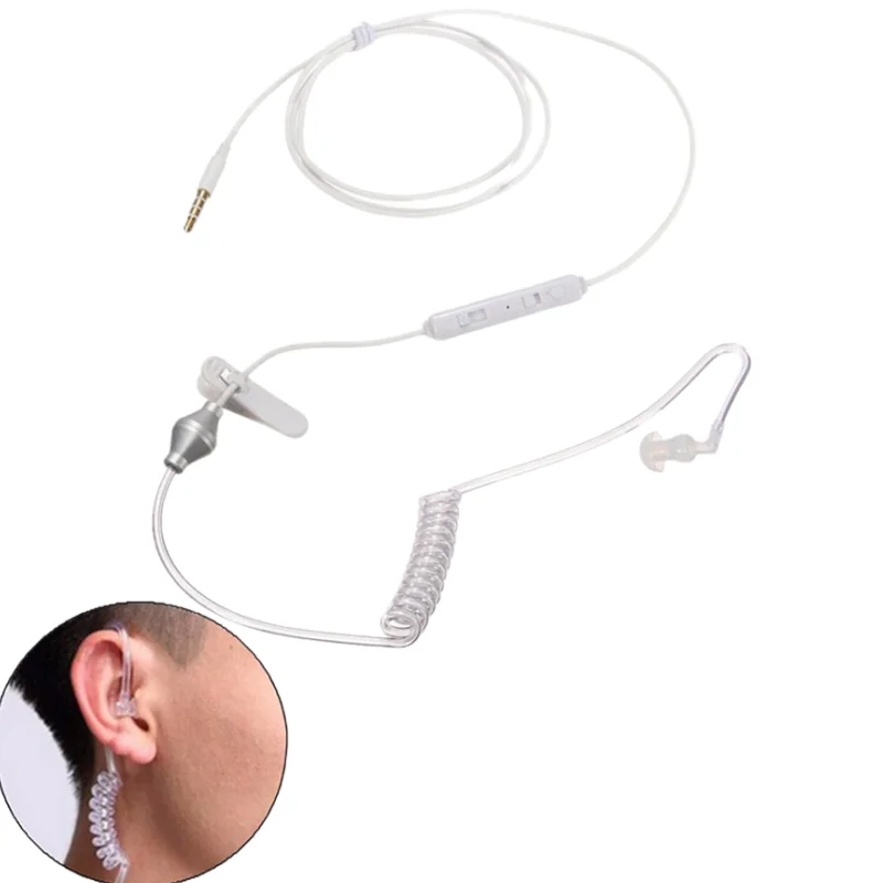 Air Spiral Tube Headphone In Ear Anti-radiation Earpiece Professional  Security Headset 3.5mm Wired Stereo Earphone