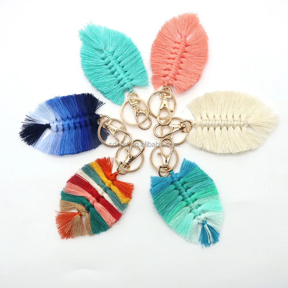 Leaf Tassel Key Chain Bohemian Beach Colorful Jewelry Accessories