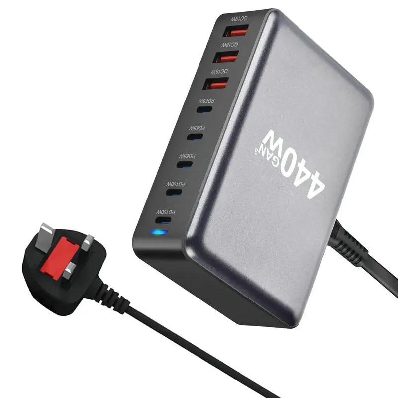 440W GaN台式充电器8端口USB C型PD 100W快速集线器充电器3.0 USB C型手机440W USB电源充电器站