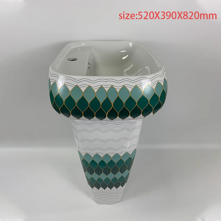 Modern design sanitary ware marble ceramic washbasin one piece bathroom sink pedestal wash basin manufacture