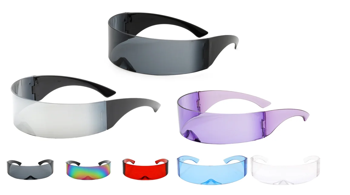 80s Futuristic Space Cyclops Cyberpunk Visor Sunglasses With Semi Wrap ...