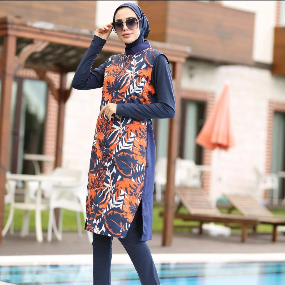 MOTIVE FORCE 2024 Digital Printing Plus Size Muslim Swimwear Islamic Swimsuit Women Burkini