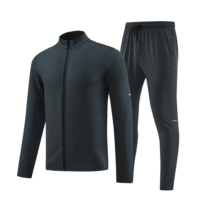 Mens Running Jacket and Pants Set Gym Clothing Two Piece Sportswear Men Autumn Spandex Polyester Tracksuits