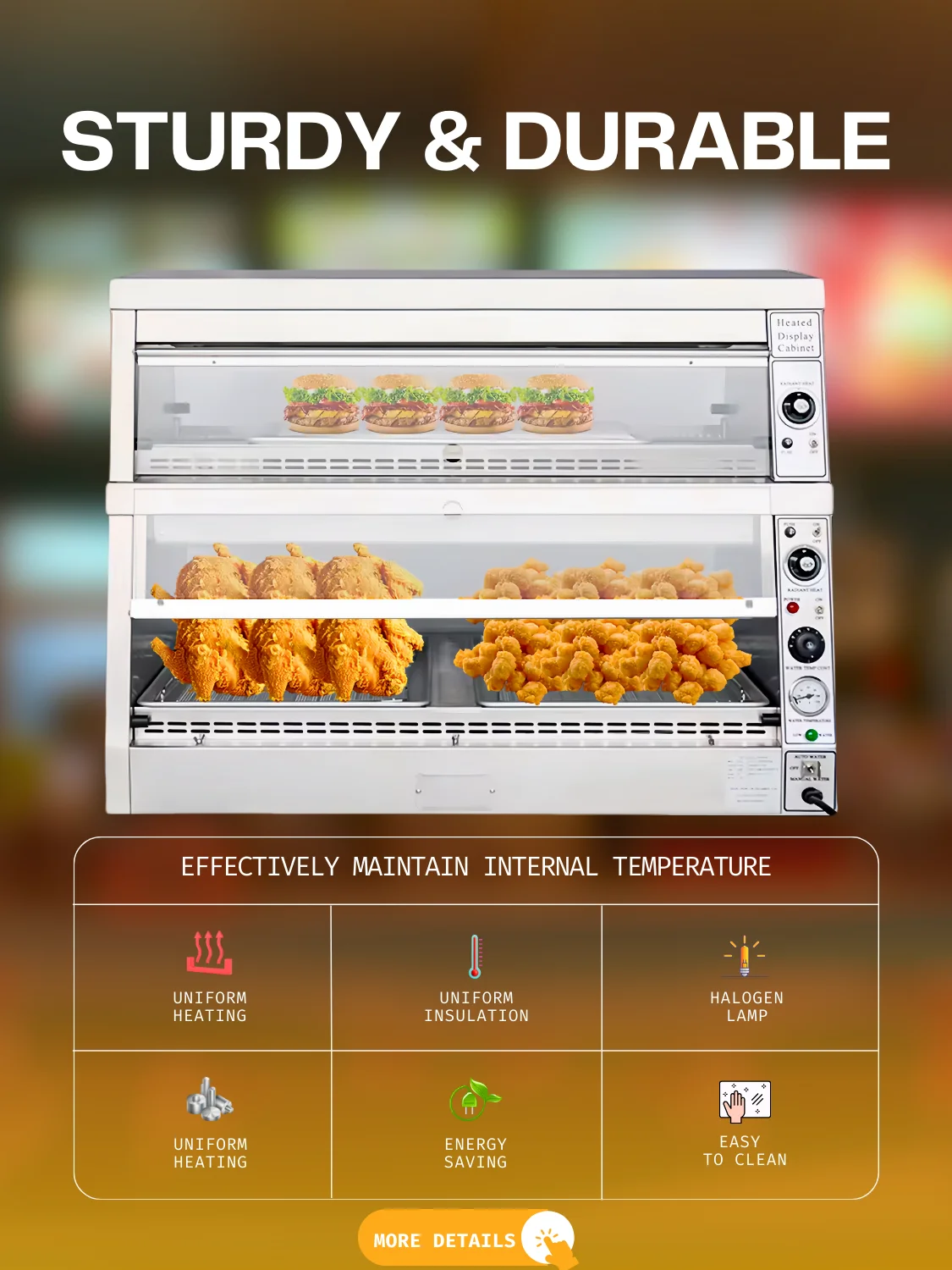 TENSHINE KFC Style Heated Display Warmer for Broast Chicken