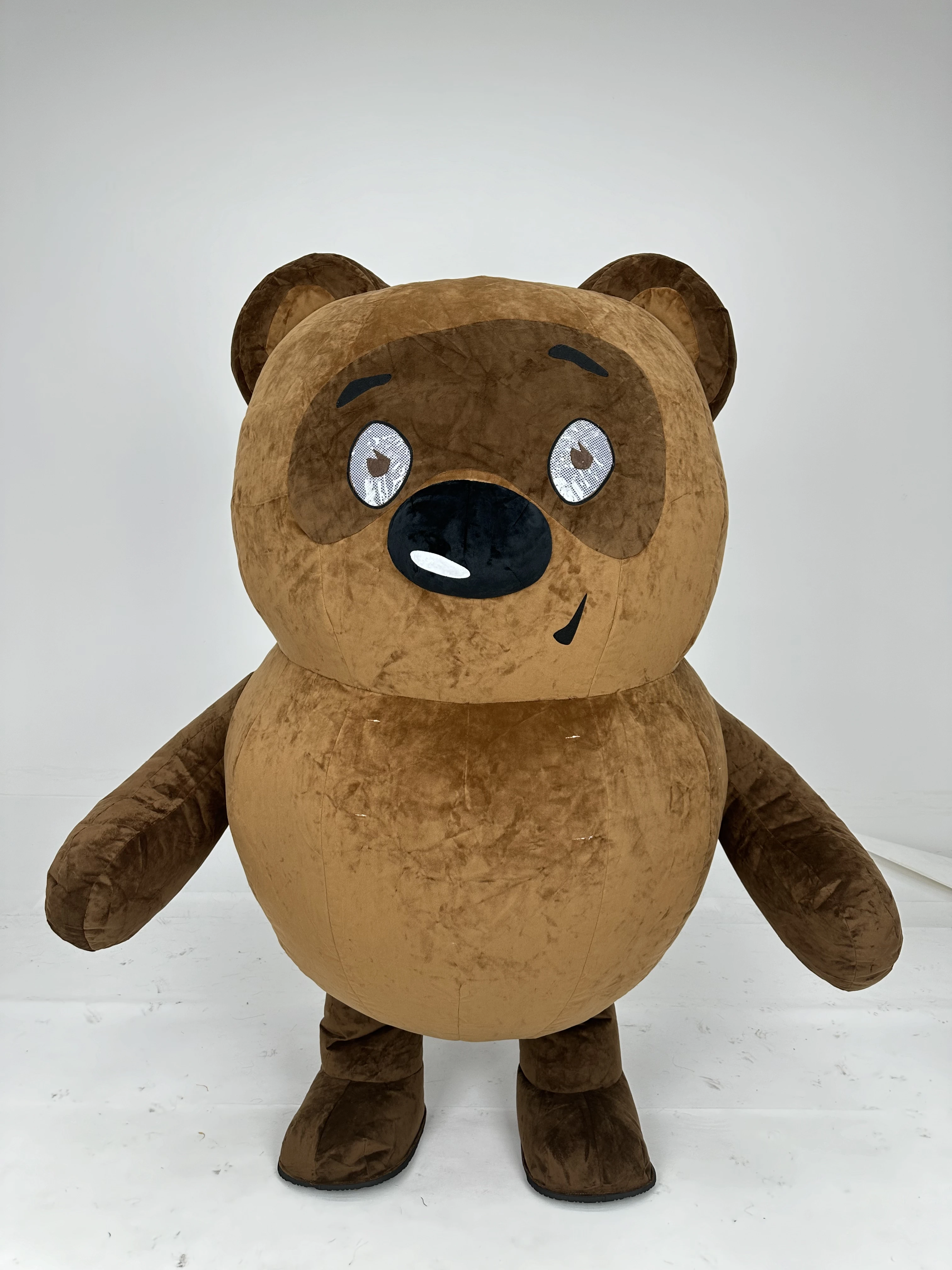 Inflatable Brown Bear Costume for Adults Cute Plush Mascot Fursuit for Halloween Christmas Parties Cosplay