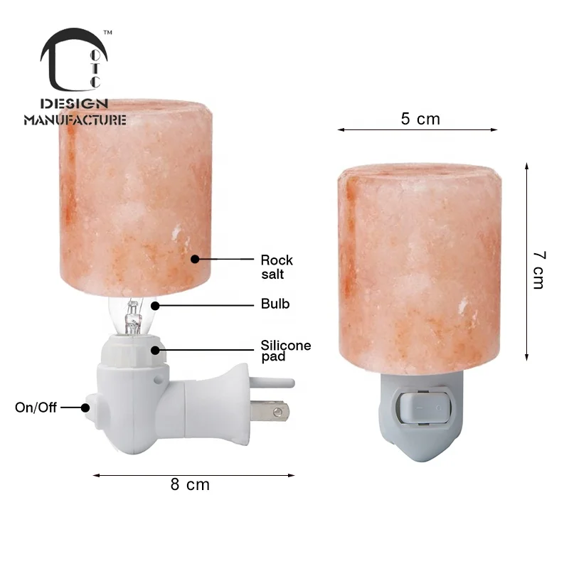 company latest product living room cylinder pink hand carved natural Himalayan salt plug wall lamp