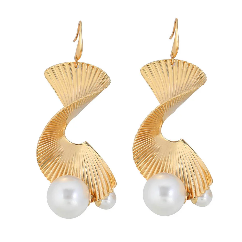 Factory Wholesale Vintage Brass Twist Design 18k Gold Drop Earrings