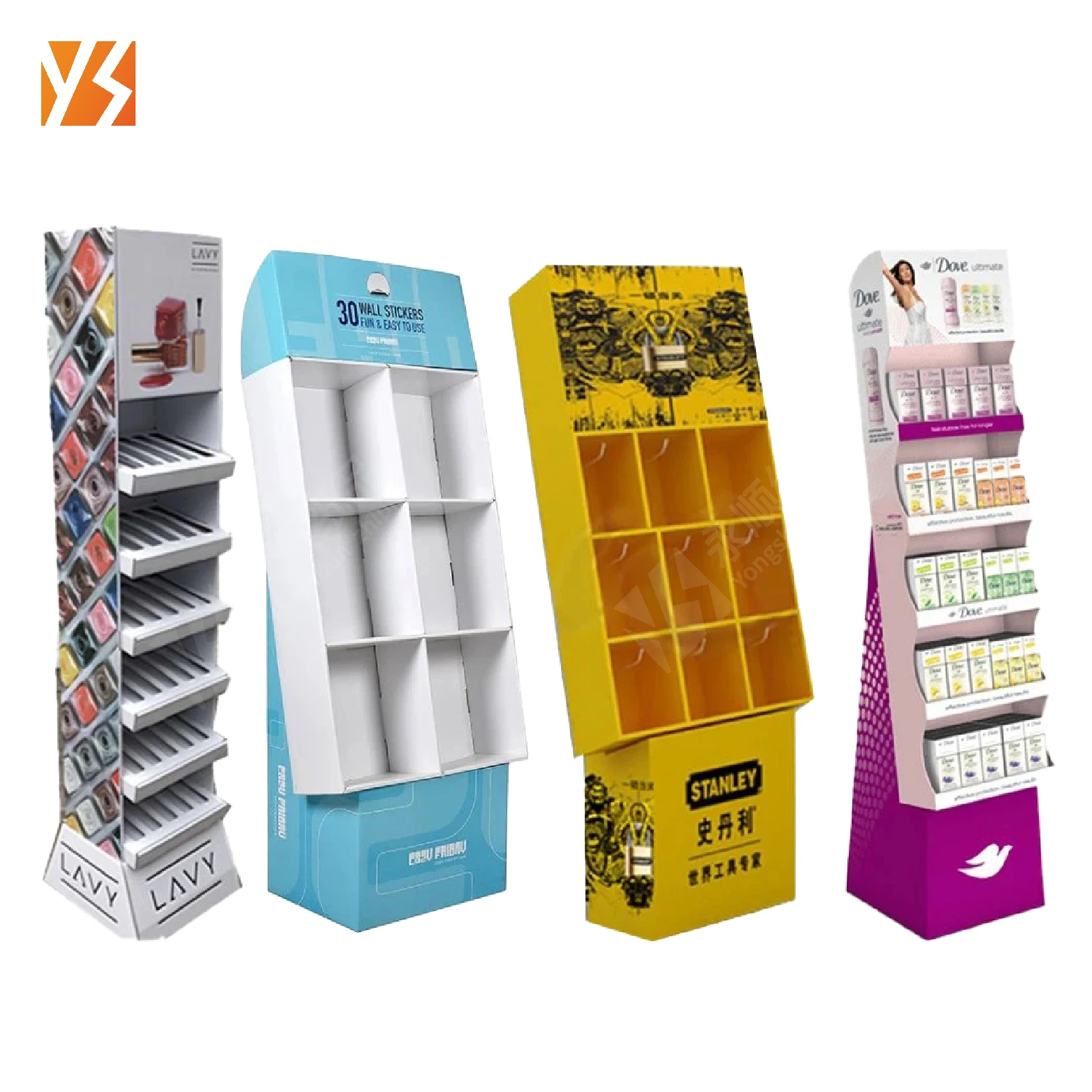 Modern Cardboard for POP Floor Display Stand Supermarket Corrugated Paperboard Sanitary Napkin Daily Necessities Display Racks