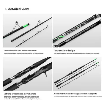 Carbon Fishing Rod X5 Boat Use 2 Section Insert Straight/Gun Handle Removed 232g 110cm Collapsed Length – Rod – view 5