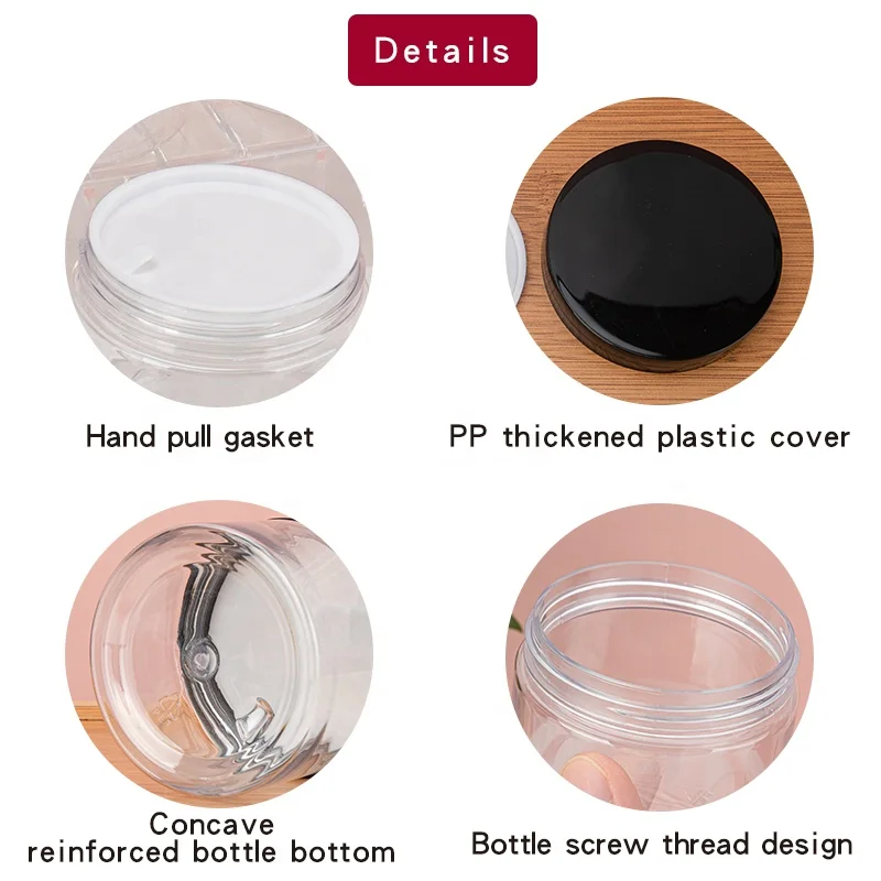 Wholesale Empty Different Capacity 50ML 80ML 100ML 120ML 150ML 200ML 250ML Cosmetic Cream Pet Plastic Jar With PET Lid