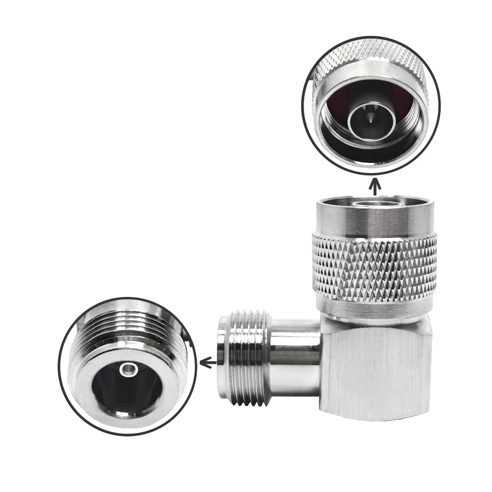 Factory 50 Ohm N Type Male Macho Plug to N Female Hembra Jack 90 Degrees Right Angle RF Coax Coaxial Connectors Adapter in Stock