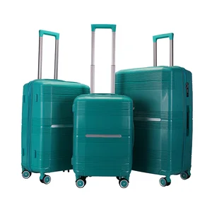 New Aluminum Hand Lever PP Petroleum Suitcase Green With TSA Lock Beautiful Luggage Sets High Quality 100% PP for Travel Spinner