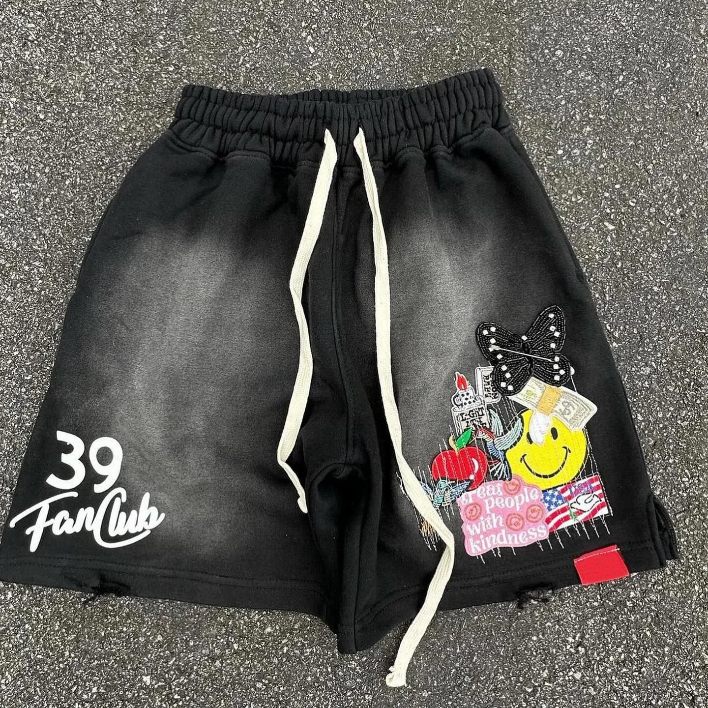 Custom Heavyweight Design Vintage Distress Acid Washed Applique Men's Shorts 100% Cotton Streetwear Casual Jogging Men Shorts gallery 3