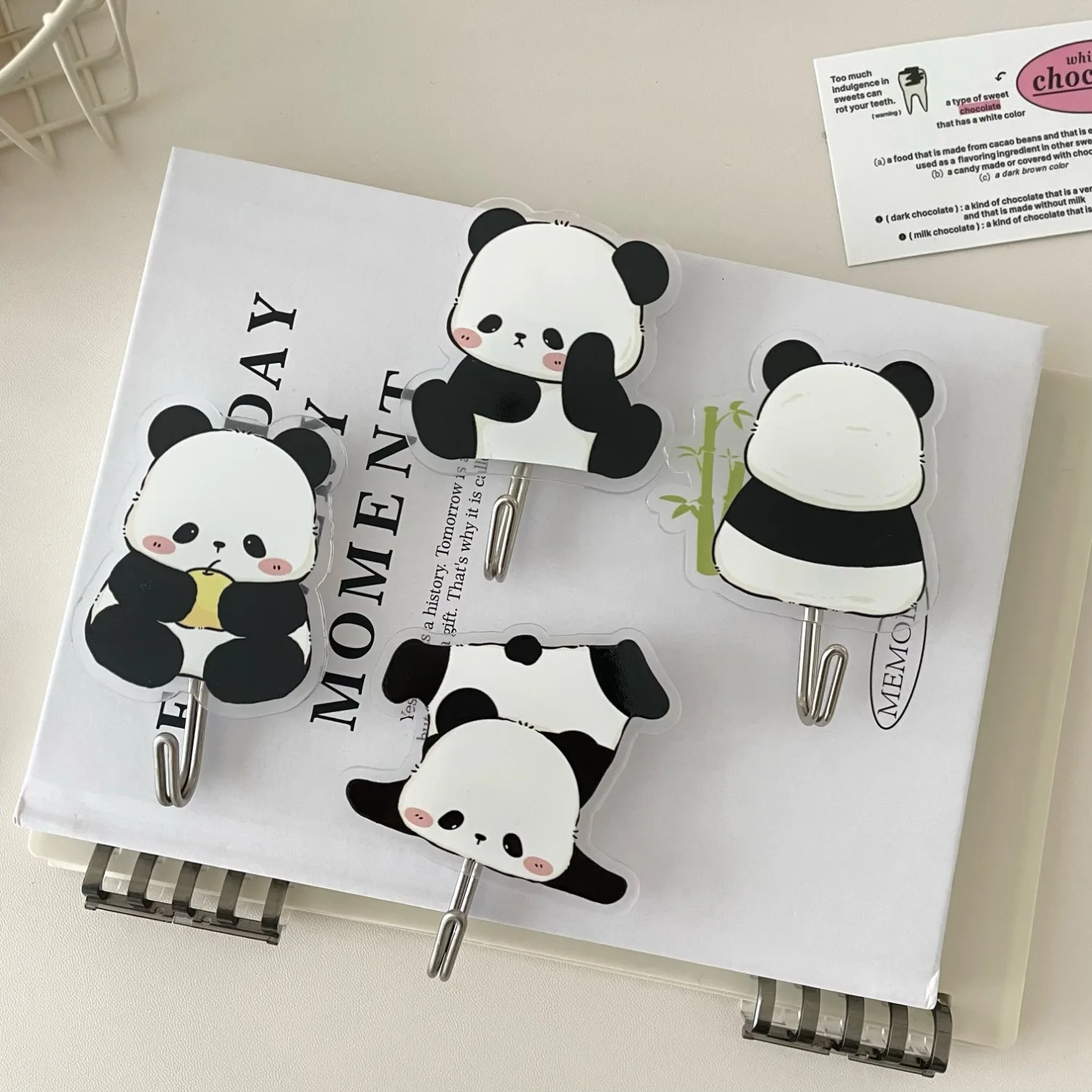 Door novelty hooks Panda gift behind door bathroom novelty hooks Cute acrylic traceless novelty hooks no punch