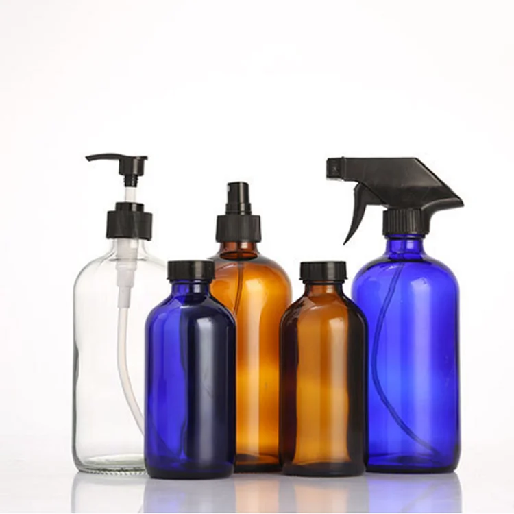 Großhandel 30 ml 60 ml 100 ml 500 ml blaue Bernstein- und klare Medizin-Glasflaschen vom Typ Boston