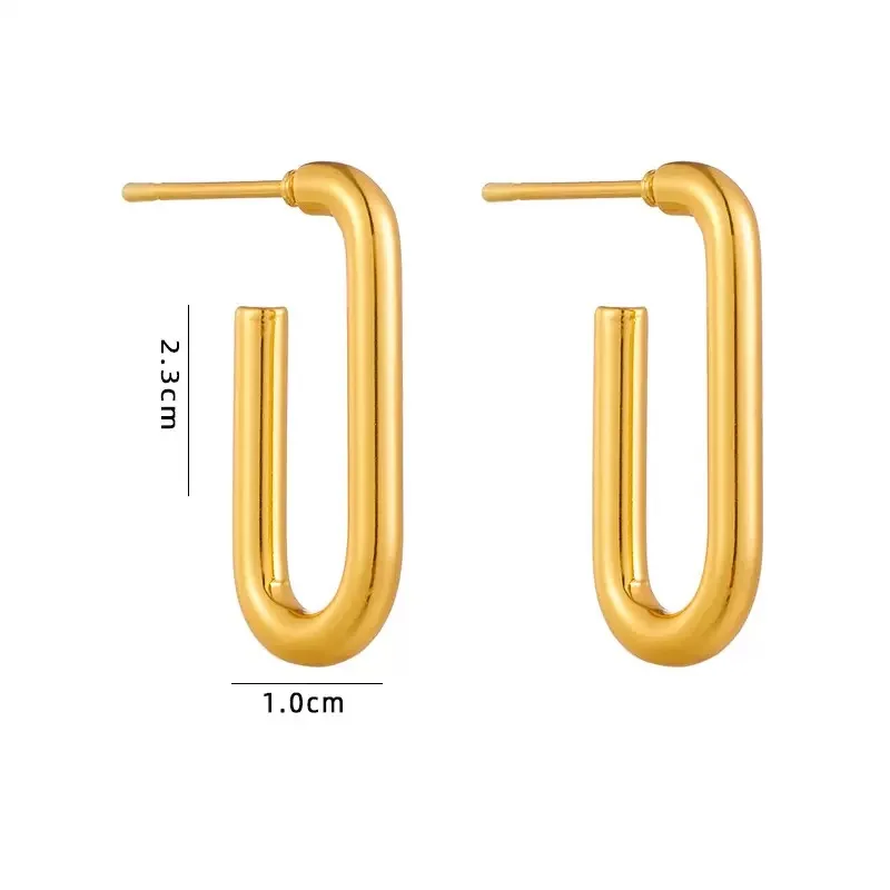Women's Custom 18K Gold Plated Square Hoop Earrings New Design Korean Fashion Jewelry with Classic Butterfly Style