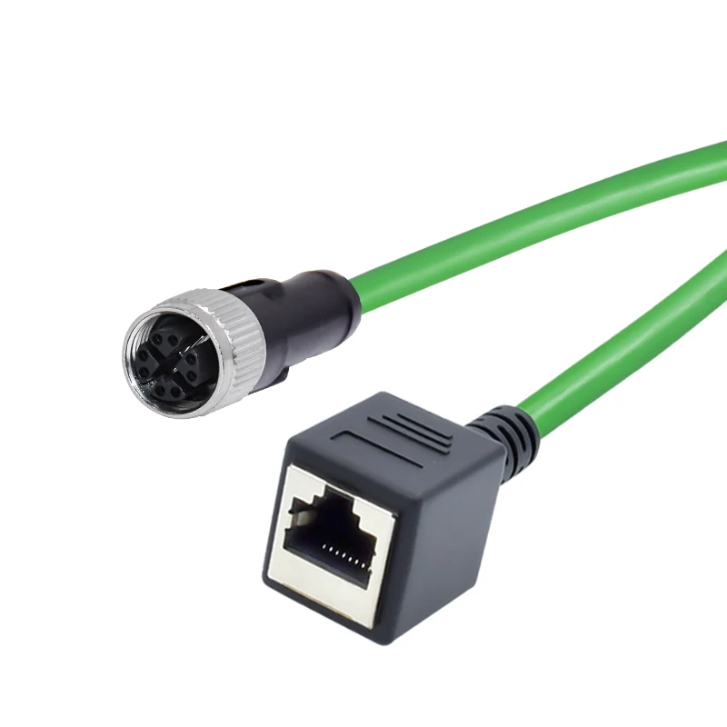M12 X Code 8 Pin Male Waterproof Connector to RJ45 Ethernet Cable Shielded Cat 6 Industrial Camera Vision Sensor Plug Patch Cord