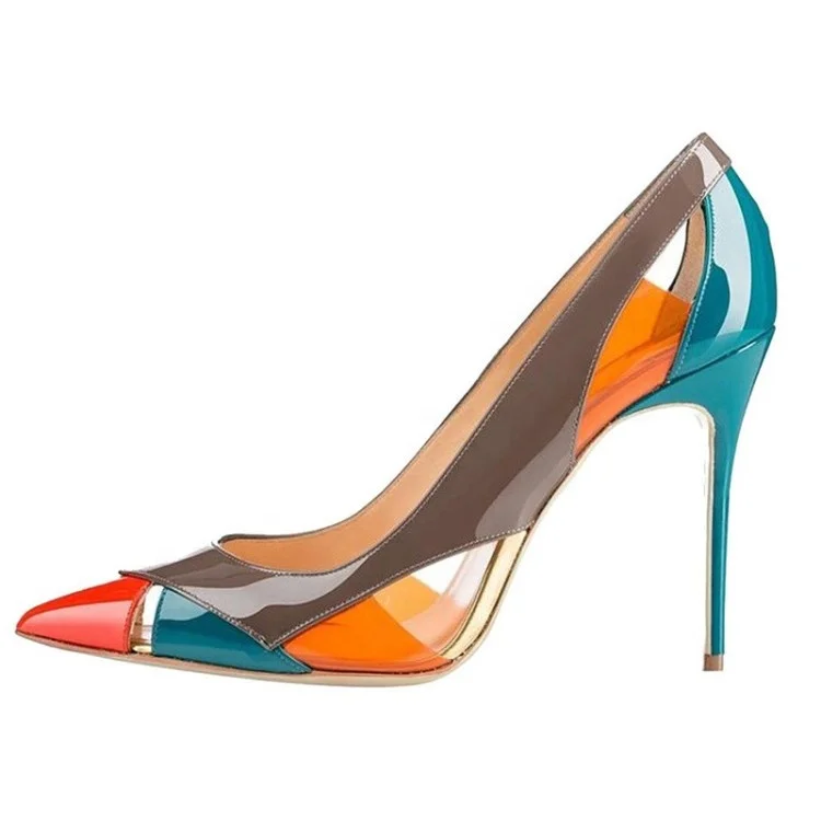Colorful Patchwork Pointed Toe Stiletto Pumps