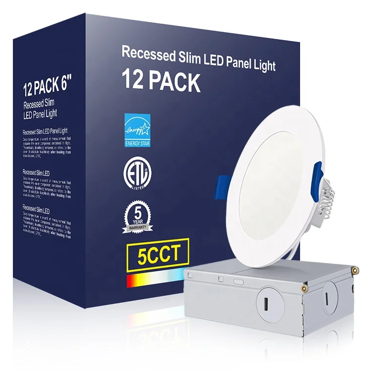 Лидер продаж, разрешение ETL, 6 дюймов, 12 Вт, тонкая распределительная коробка, утопленная круглая регулируемая светодиодная лампа