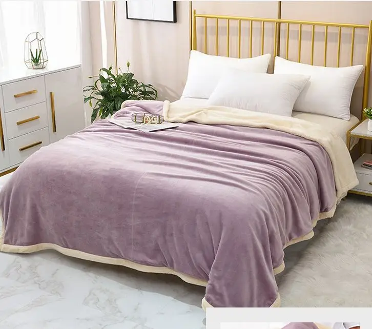 Двухслойное плюшевое флисовое покрывало из микрофибры (теплое/уютное/пушистое)