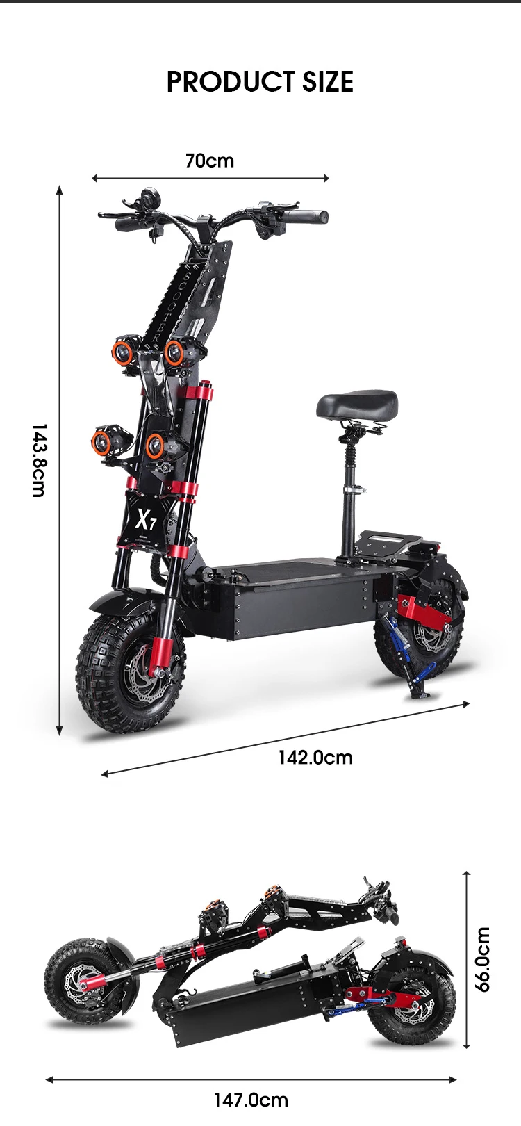 Foldable E Scooter X7 60v 8000w 60ah Powerful Adult Long Range Fast ...