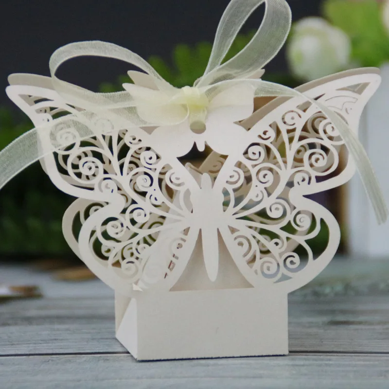 Butterfly Laser Cut Hollow Carriage Favors Box Gifts Dragees Candy ...