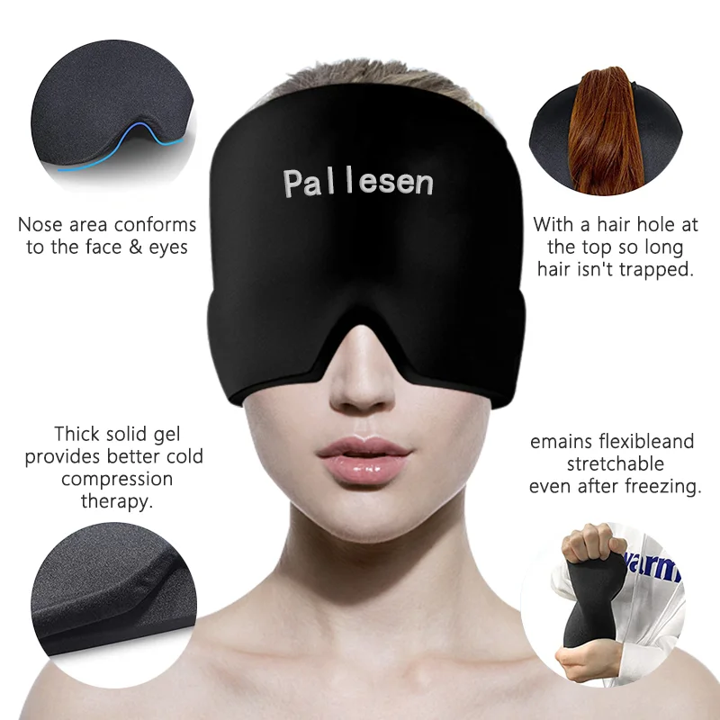 Senwo Health Therapy Headache Relief Gel Migraine Ice Cold Head Wrap Pack Pain Relief Mask Cap