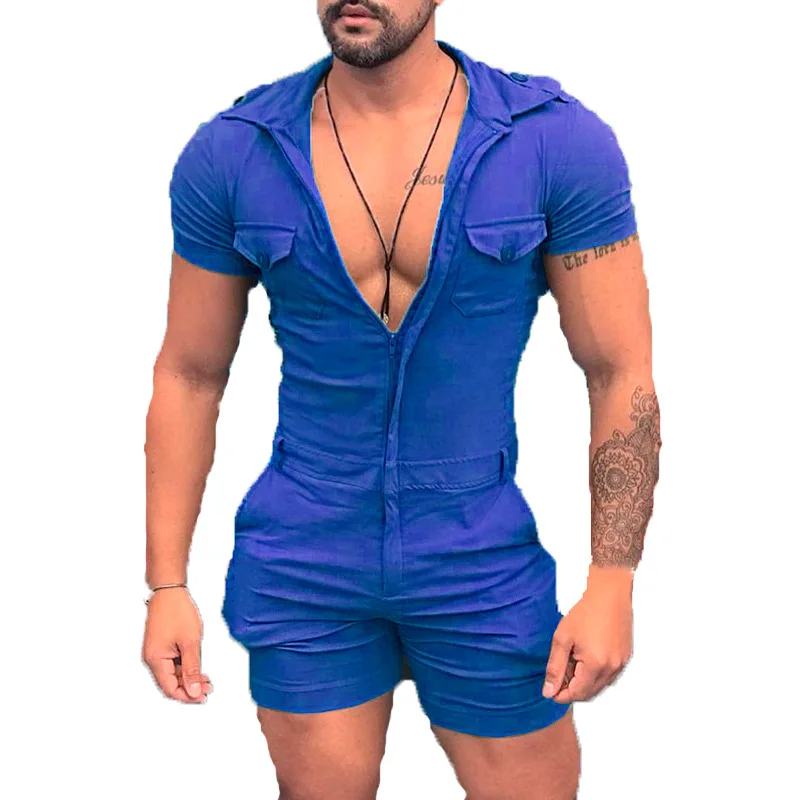 Causal Plain Men Jumpsuit For Summer 
