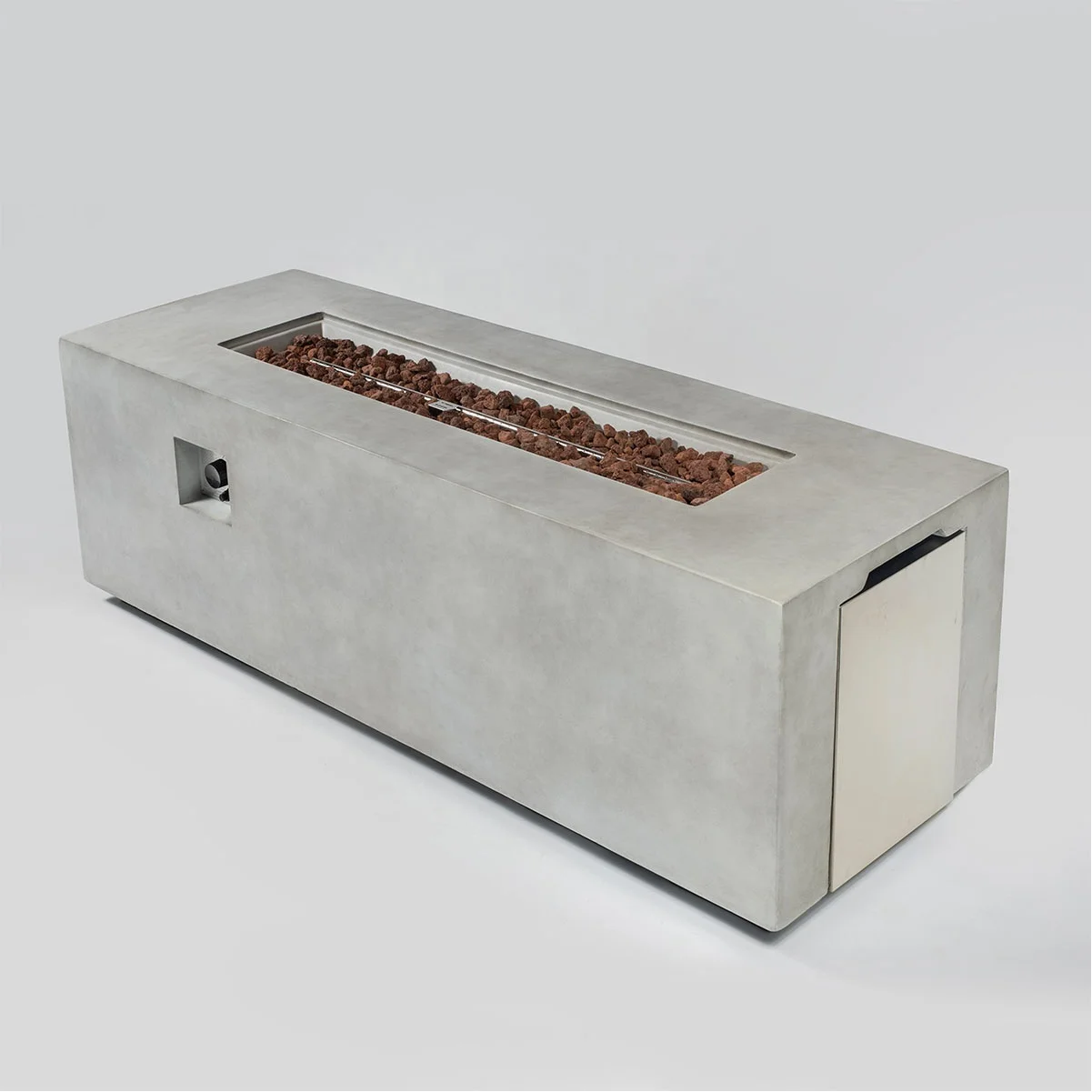 Rectangular Concrete Fire Pit Table Outdoor Propane Large Gas Fire Table