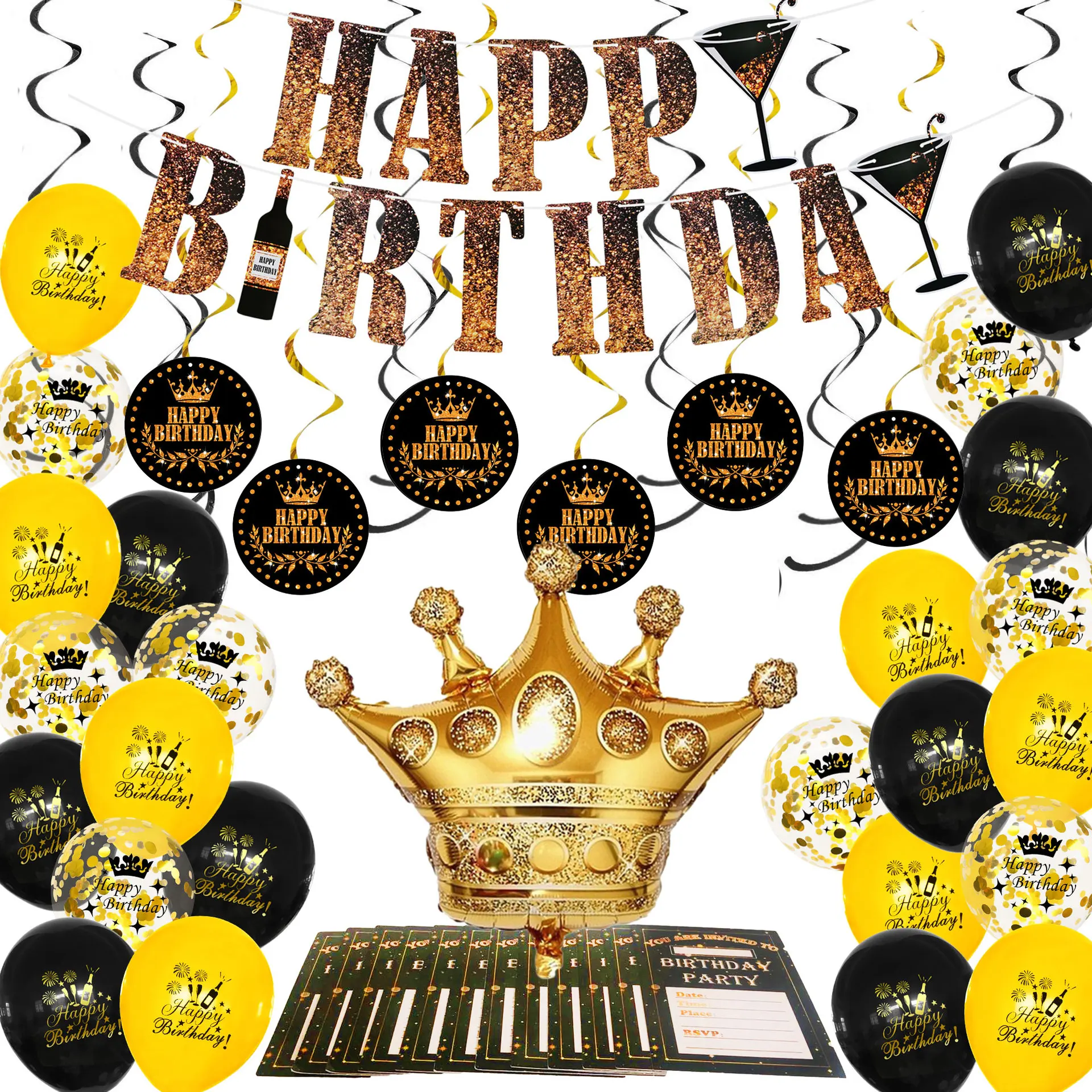 Set Decorazioni per Feste di Compleanno 13/16/18/21/30/40/50/60/70/80/90 Palloncini a Spirale con Numeri in Foil Buon Compleanno Capodanno Cinese