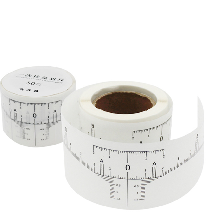 Одноразовые тату бровей измерения линейка со шкалой для фиксации наклейки для начинающих дизайн формы бровей 50 шт/рулон
