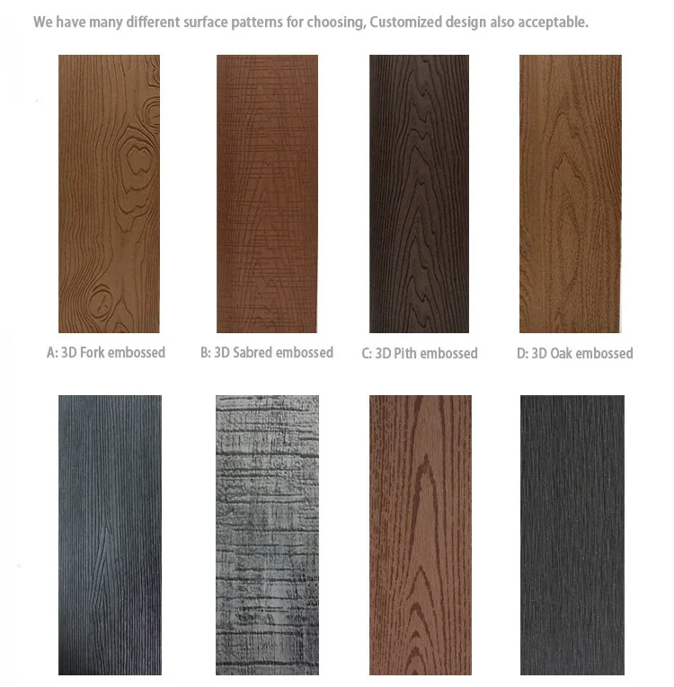 CE INTERTEK  approved 3D embossed 140*25mm wood plastic composite WPC outdoor decking