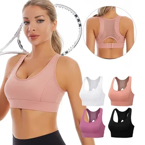 Quality Sport Bra Plus Size Full Cup Hood Shock Proof Gym Sports Gather Elastic Bra Nylon Spandex Bralette Yoga Bra Twist Top