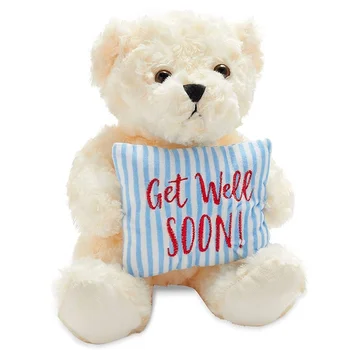 Custom Logo Plush Get Well Soon Teddy Bear With Embroidery Pillow Stuffed Animal Bear Gift For Patients