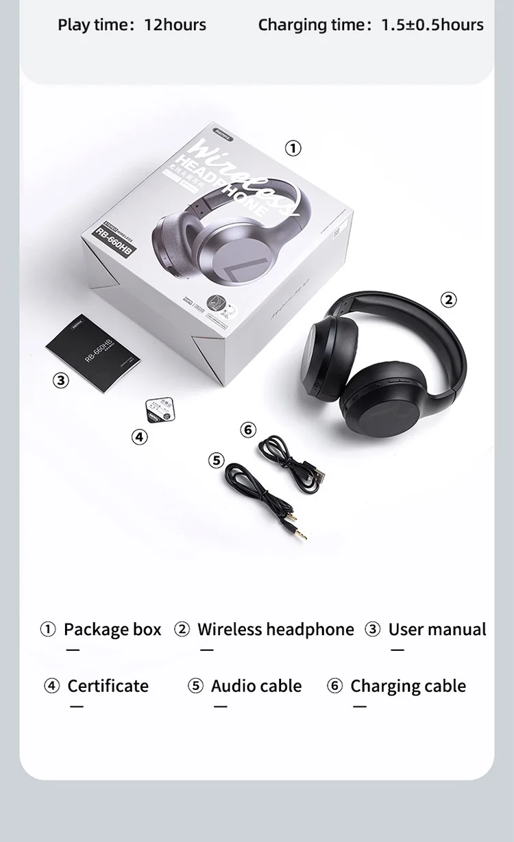 Auriculares Bluetooth Inalámbricos Remax RB-660HB con Cable de Audio d