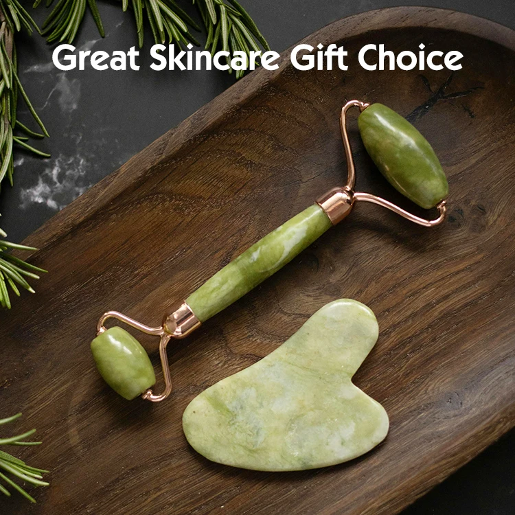 Custom Logo  Best  Jade Roller Tool Anti-aging Original Jade Face Roller and Gua Sha Stone Massage