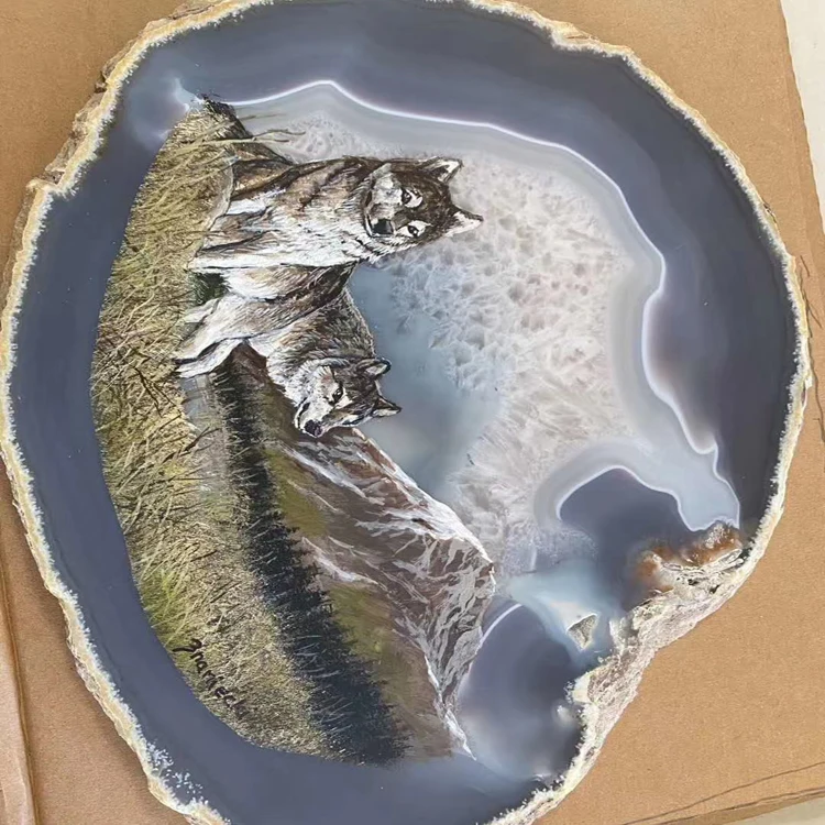 2022 Painting Agate Slice Slices Geode Stones Quartz coaster Semi Precious Bulk Painting Agate Slice Coasters