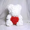 Oso de peluche blanco con corazón rojo de 25 cm + caja de regalo + luz