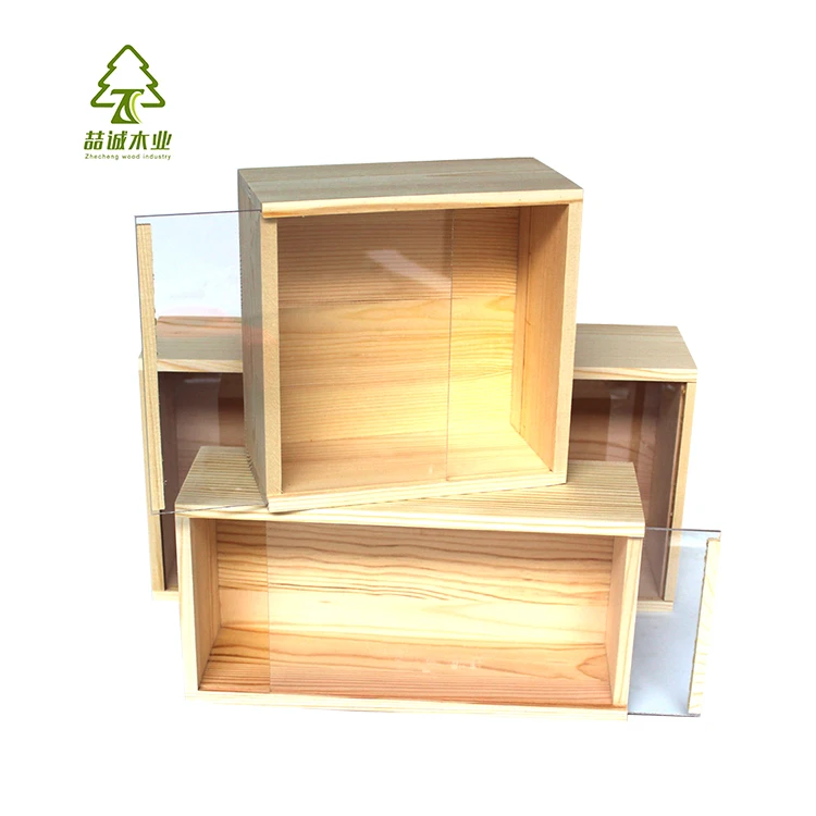 Custom Unfinished Pine Wood Gift Packaging Box Wooden Slide Top Box