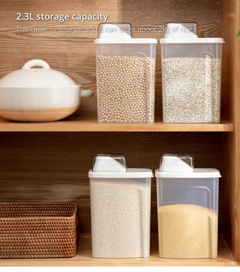 Airtight Cereal Storage Container 2.3L Rice Container for Sugar