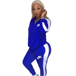 Женский спортивный костюм Nike из 2 предметов, дышащая Спортивная одежда на молнии для спортзала и фитнеса, Осень-зима 2021