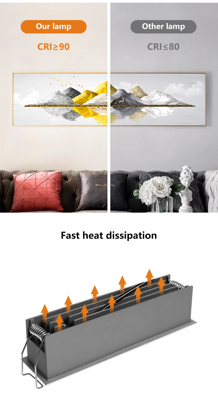 New Design CCT Rectangular Commercial Adjustable Down Lamp Led recessed Linear Ceilings Downlight