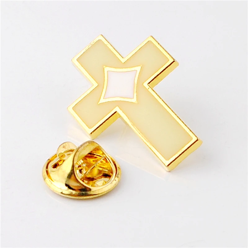 gold plated metal holy cross brooches