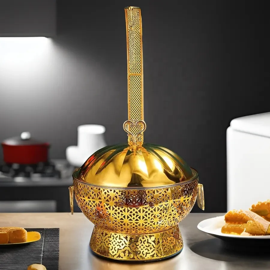 Gold Round Hanging Hot Pot for Hotels and Restaurants Food and Beverage Heater Buffet Hot Pot Restaurant Supplies Equipment
