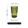 XR653 Green Vintage Relief with Fan Leaf Design glass tumbler
