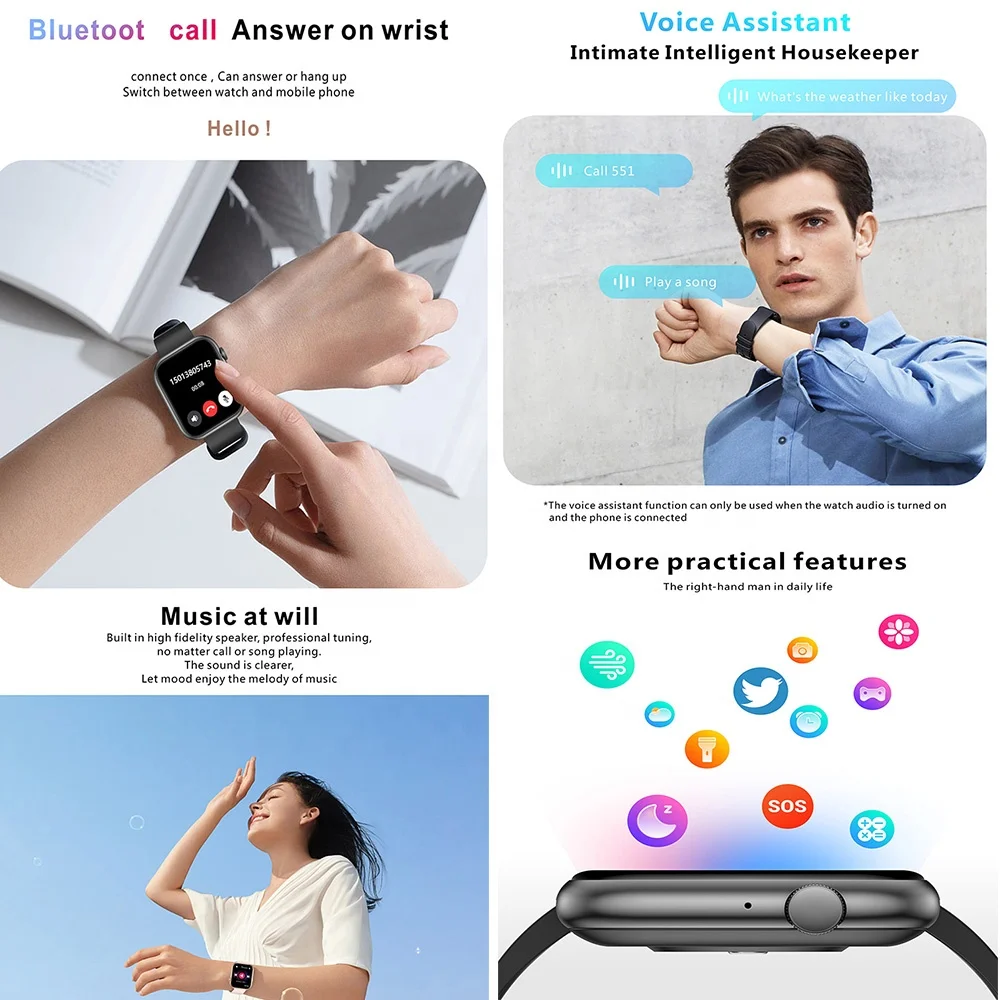 Qx7pro Smart Watch Inch HD Large Screen Glory Fit App BT Call Blood  Oxygen for Men Women Android IOS QX7 Pro Smartwatch