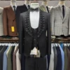 Black-3pcs/set-Jacket + vest + pants